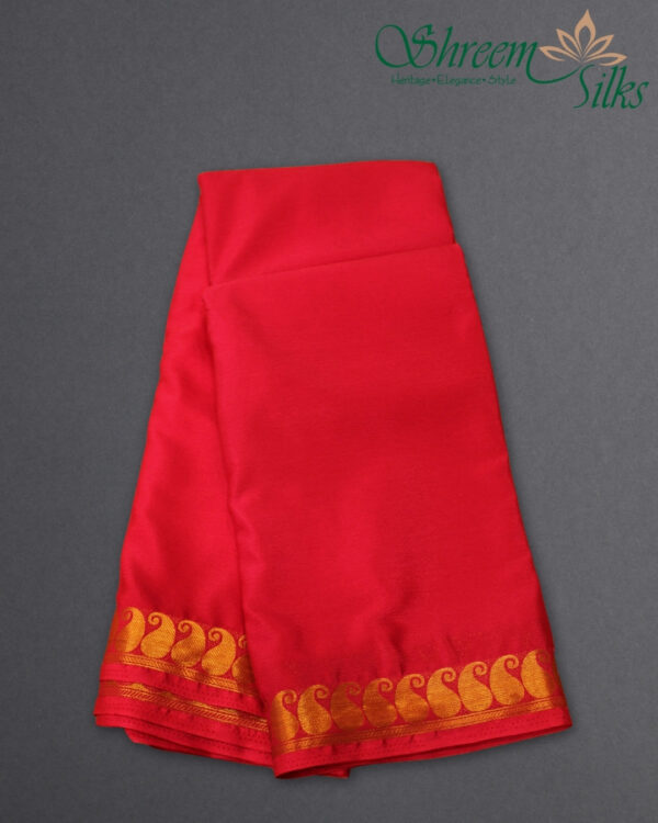 2 Inches Mango Border Semi Mysore Crepe Saree - Image 4