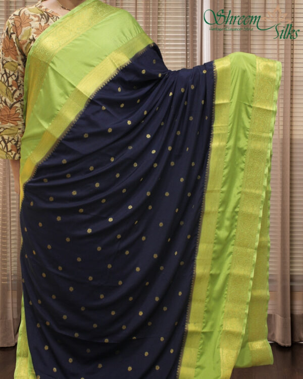 Floral Bentex Border Semi Mysore Crepe Saree