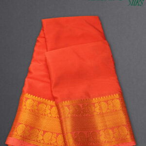 Alternative view of Peacock Double Border Semi Mysore Crepe Saree