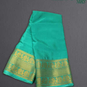 Peacock Double Border Semi Mysore Crepe Saree