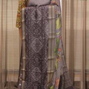 Alternative view of Lavender with Kalamkari Digital Prints Semi Mysore Crepe Saree