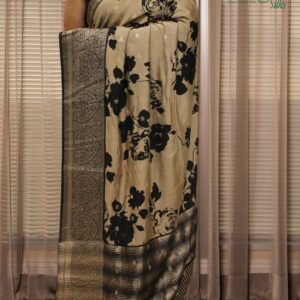 Floral Prints with Zari Woven Buttas Semi Chanderi Saree