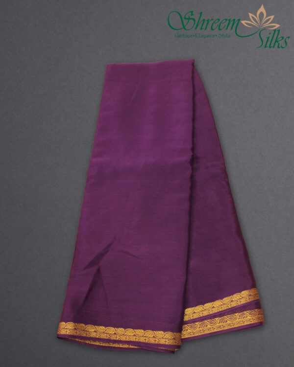 Zari Woven Leaf Border Crepe Saree - Image 2