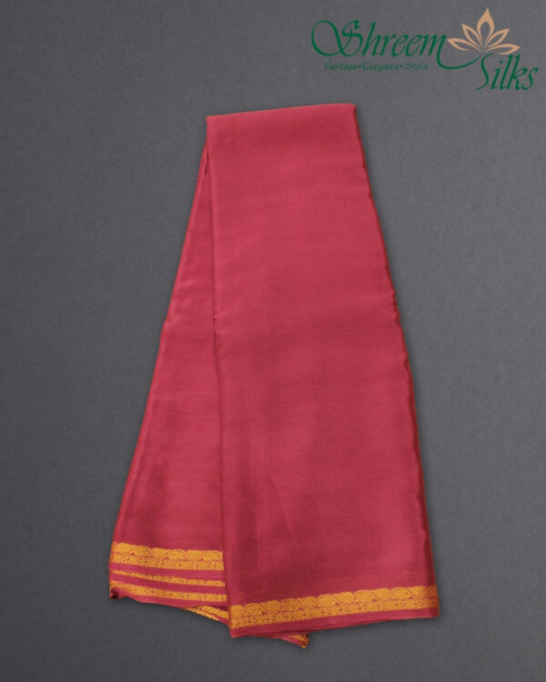 Zari Woven Leaf Border Crepe Saree - Image 4