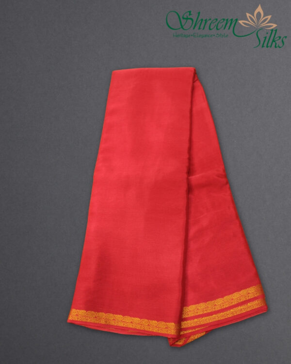 Zari Woven Leaf Border Crepe Saree - Image 7
