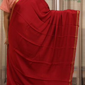 Zari Woven Leaf Border Crepe Saree