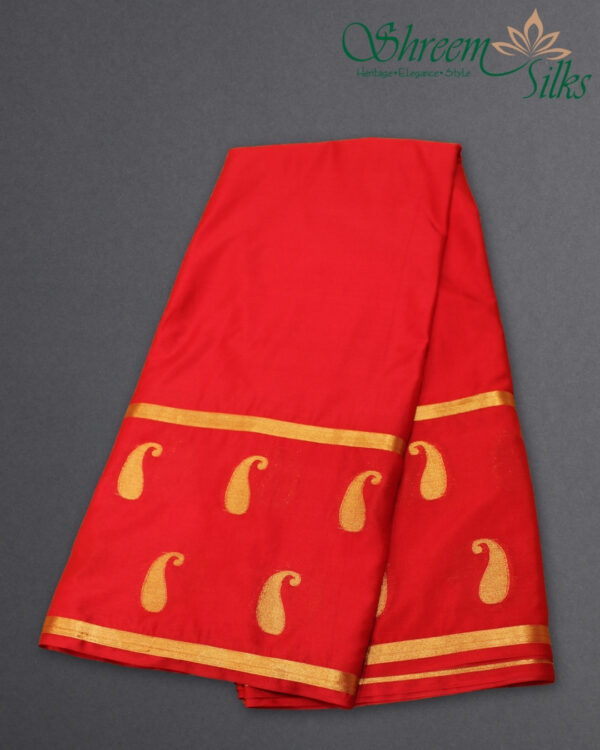 Bentex Border with Zari Woven Mango Motifs Semi Mysore Crepe Saree - Image 2