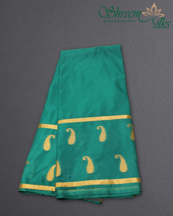 Bentex Border with Zari Woven Mango Motifs Semi Mysore Crepe Saree - Image 6