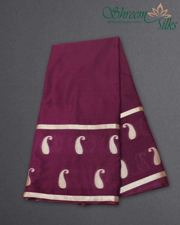 Bentex Border with Zari Woven Mango Motifs Semi Mysore Crepe Saree - Image 7