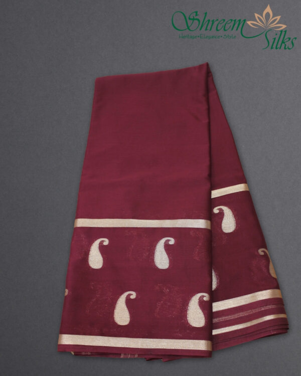 Bentex Border with Zari Woven Mango Motifs Semi Mysore Crepe Saree - Image 8
