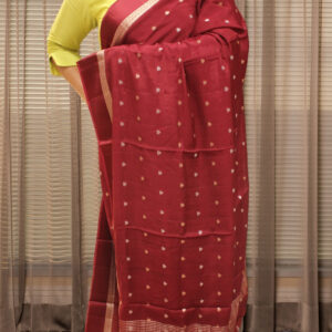 Alternative view of Gold & Silver Zari Woven Buttas with Satin Border Chinnon Crepe Saree