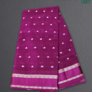 Alternative view of Gold & Silver Zari Woven Buttas with Satin Bentex Border Chinnon Crepe Saree