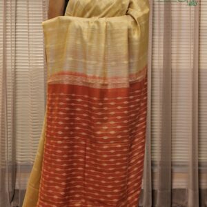 Thread Woven Vertical Lines Linen Tissue Saree