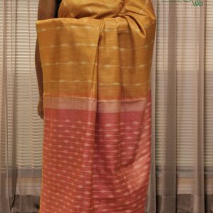 Alternative view of Thread Woven Vertical Lines Linen Tissue Saree