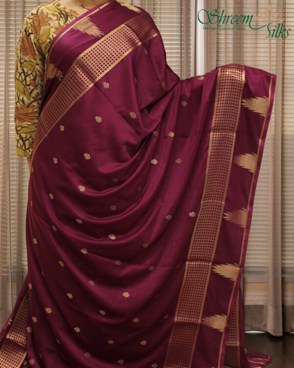 Zari Woven Buttas & Temple Border Crepe Saree
