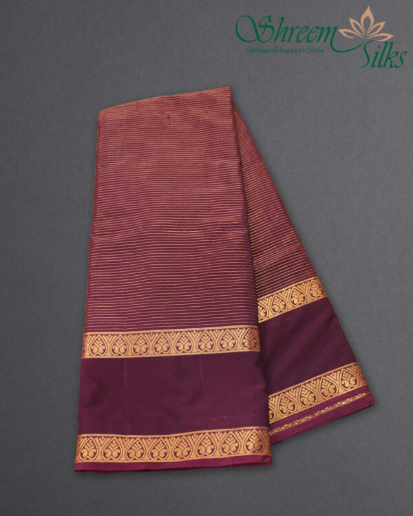 Zari Woven Horizontal Lines with Bentex Border Semi Mysore Crepe Saree