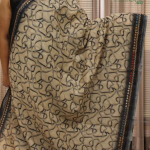 Alternative view of Abstract Prints with Katha work Chanderi Saree