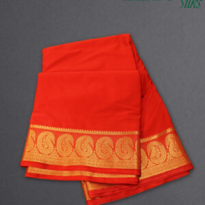 Alternative view of Mango Border Semi Mysore Crepe Saree