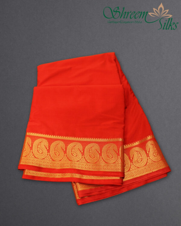Mango Border Semi Mysore Crepe Saree - Image 2