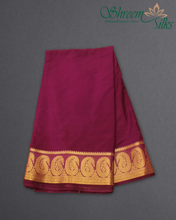 Mango Border Semi Mysore Crepe Saree - Image 3