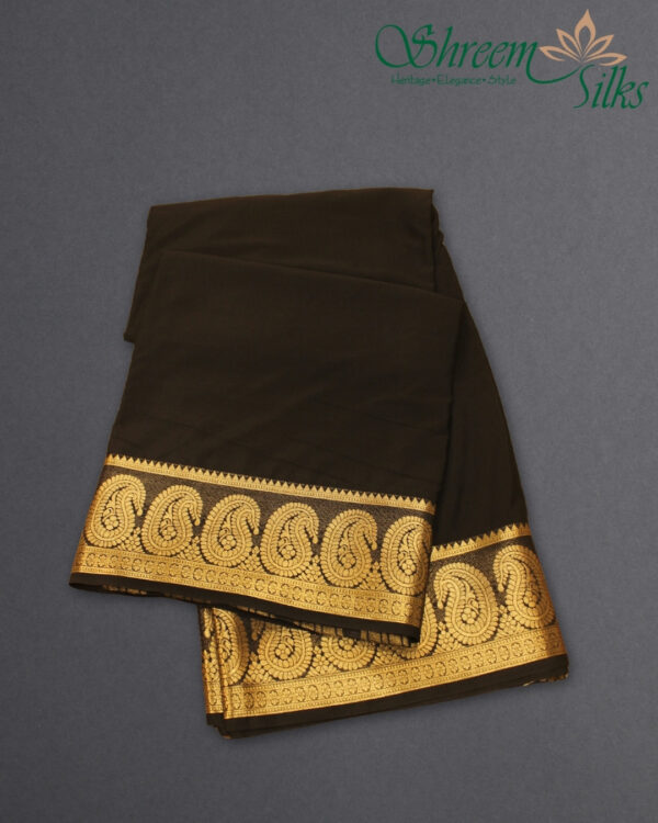 Mango Border Semi Mysore Crepe Saree