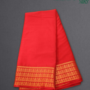 Alternative view of Multiple Lines Floral Border Semi Mysore Crepe Saree