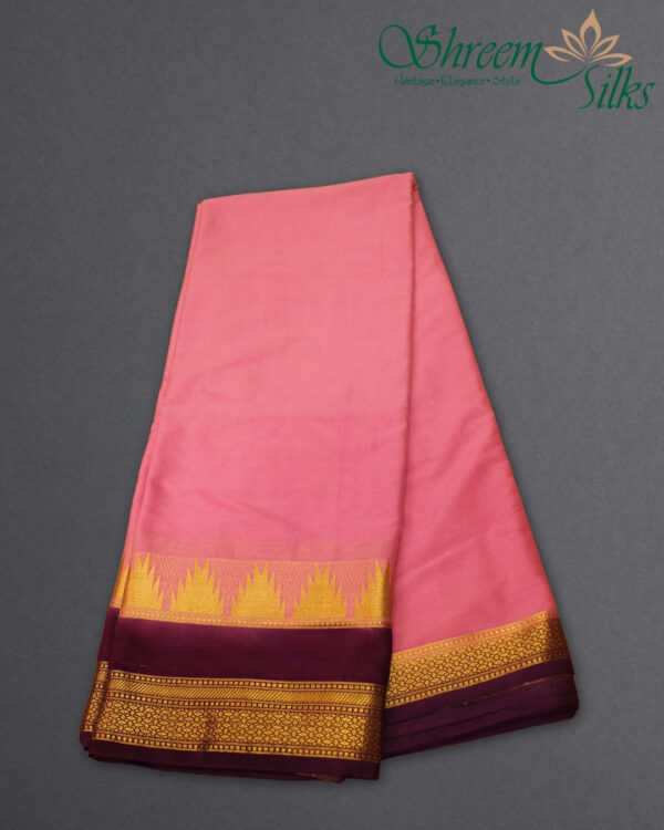 Temple Border Semi Mysore Crepe Saree - Image 2