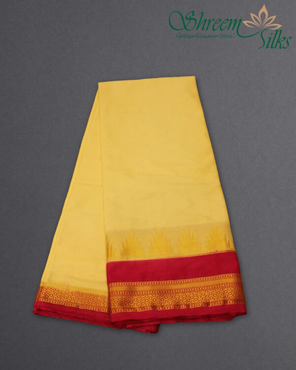 Temple Border Semi Mysore Crepe Saree - Image 3