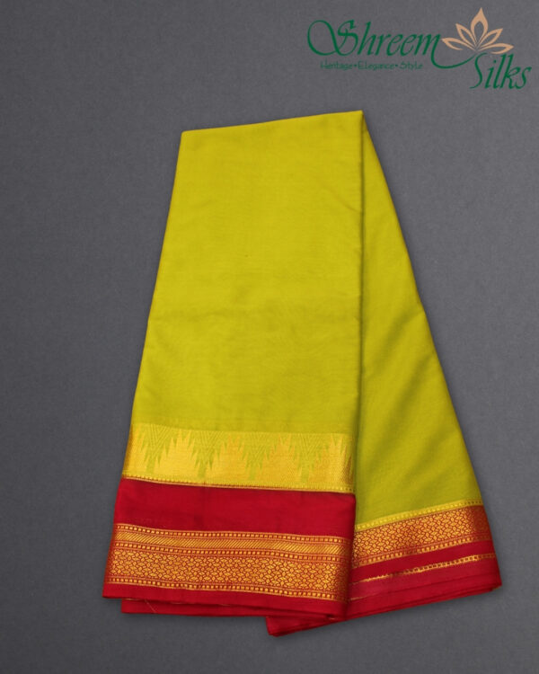 Temple Border Semi Mysore Crepe Saree - Image 4