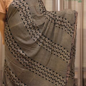 Black Ajrakh Block Prints Pure Modal Saree