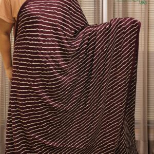 Diagonal Stripes Ajrakh Hand Block Prints with Tissue Pure Modal Saree