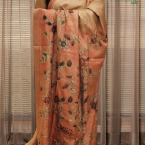 Printed with Kantha work Ombre Shade Tussar Saree