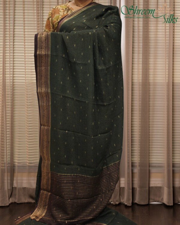 Zari Woven Small Checks with Buttas Chinnon Saree - Image 2
