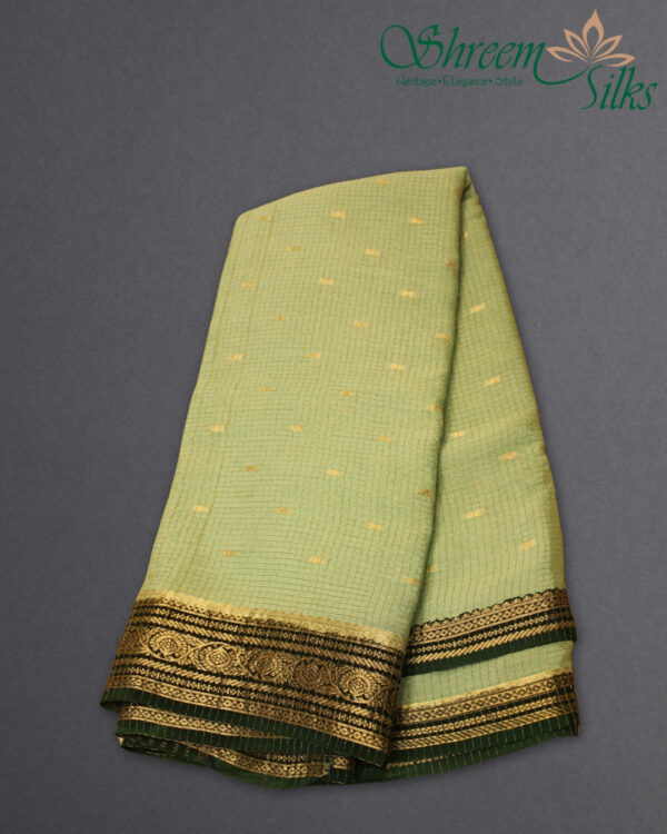 Zari Woven Small Checks with Buttas Chinnon Saree - Image 3