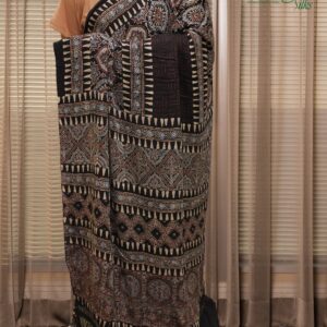 Alternative view of Black Ajrakh Hand Block Prints with Tissue Pallu Pure Modal Saree