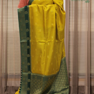 Zari Woven Peacock & Chakra Motifs with Rich Pallu Viscose Dola Silk Saree