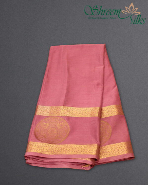 Bentex Border with Big Chakra Motif Semi Mysore Crepe Saree - Image 2