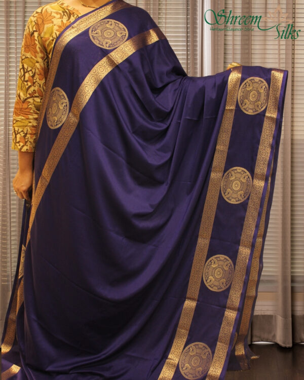 Bentex Border with Big Chakra Motif Semi Mysore Crepe Saree