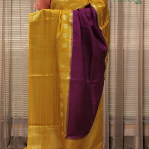 Alternative view of Zari Woven Horizontal Lines with Peacock Motifs Viscose Dola Silk Saree