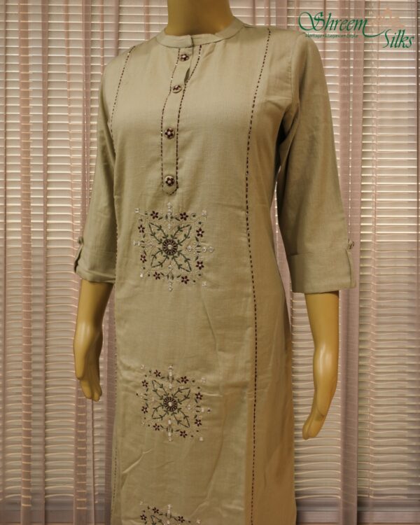 Beige with Floral Embroidery & Mirror work Cord Set
