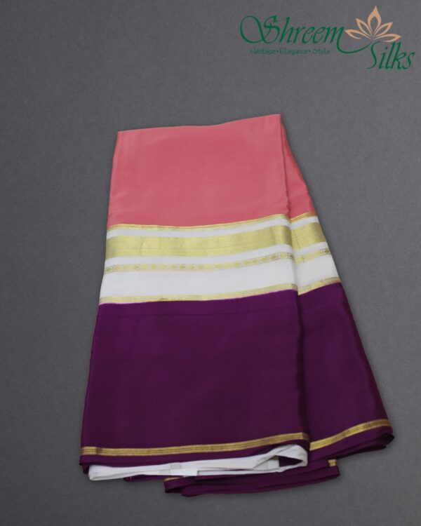 Broad Bentex Border Pure Mysore Crepe Silk Saree - Image 2