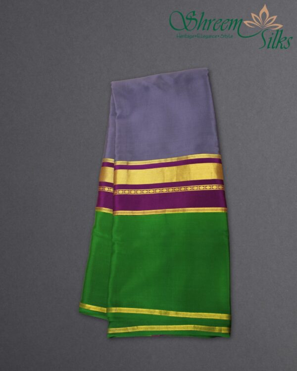 Broad Bentex Border Pure Mysore Crepe Silk Saree - Image 3
