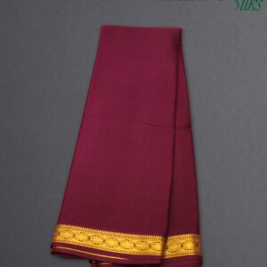 Purple Plain with Small Border Pure Mysore Crepe Silk Saree