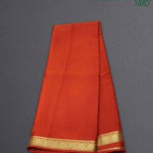 Orange Plain with Small Border Pure Mysore Crepe Silk Saree