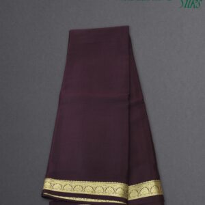 Brown Plain with Small Border Pure Mysore Crepe Silk Saree