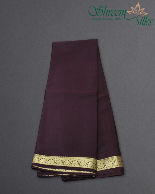 Brown Plain with Small Border Pure Mysore Crepe Silk Saree