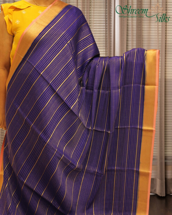 Mysore Crepe Silk Saree with Horizontal Zari Stripes