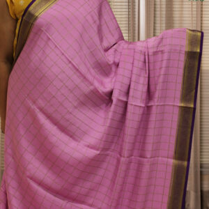 Mysore Crepe Silk Saree with Big Zari Checks