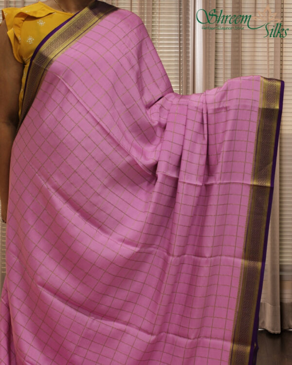 Mysore Crepe Silk Saree with Big Zari Checks