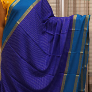 Zari Woven Chex with Bentex Border Pure Mysore Crepe Silk Saree